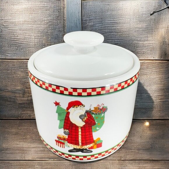 Sakura Magic Of Santa Ceramic Sugar Bowl And Creamer Set Debbie Mumm Stoneware - Picture 3 of 13